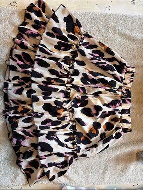 Tiered A-Line Mini Skirt with Pink and Orange Leopard Print